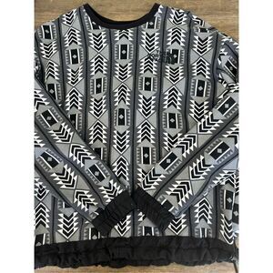 The North Face 92 Rage Fleece Crewneck Sweatshirt Black Aztec Print Men's Size L